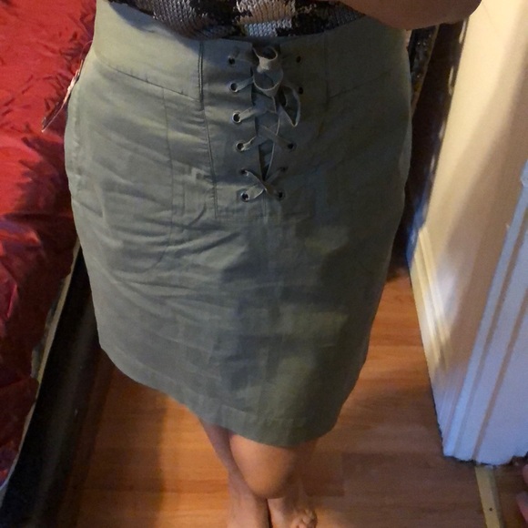 French connection olive green skirt XL